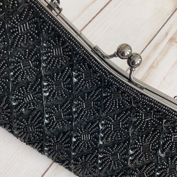 Black Sequin and Bead Evening Clutch/Bag - Picture 4 of 9